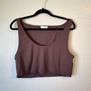 Babaton 2XL Brown Cropped Longline Bra‎ Tank